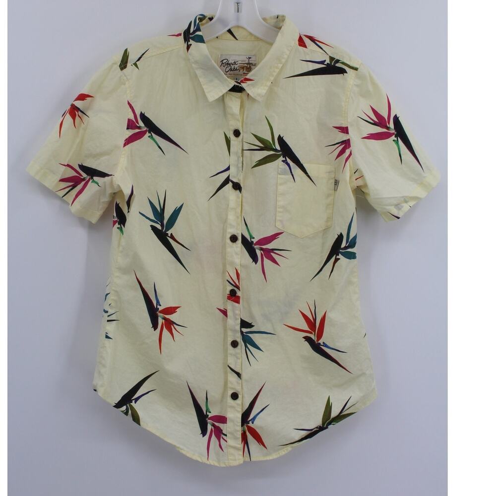 Roberta Oaks Aloha Hawaiian Shirt Bird of Paradise - Yellow Size Large
